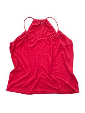 Women's OLD NAVY Relaxed Linen Blend Burnout Racerback Tank Top RED Size Medium